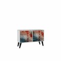 Designed To Furnish Mid-Century- Modern Amsterdam Double Side Table 2.0, 3 Shelves inRed, Blue 27.36 x 35.43 x 13.78 in. DE2616421